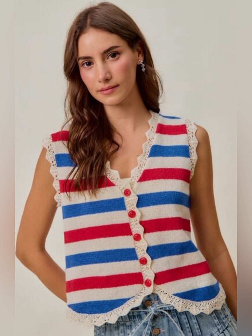 Stripe Button Down Vest